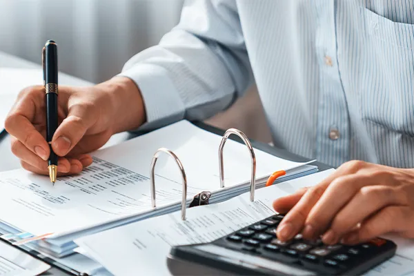 Businessman creating a budget